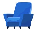 Blue comfortable armchair. Interior element of living room. Soft furniture for rest and relaxation