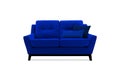 Blue Comfortable Sofa, Cozy Domestic or Office Furniture, Modern Interior Design Flat with two pillows.