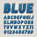 Blue Comic Sticker Alphabet and Numbers