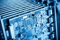 Blue communication circuit board closeup Royalty Free Stock Photo