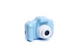 Blue compact childs camera on white background Royalty Free Stock Photo
