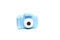 Blue compact childs camera on white background Royalty Free Stock Photo