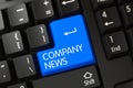 Blue Company News Key on Keyboard. 3D.