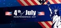 Blue composition with USA flag element, design component, statue silhouette, festive fireworks Royalty Free Stock Photo