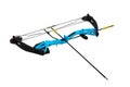 Blue compound bow with arrows isolated on white Royalty Free Stock Photo