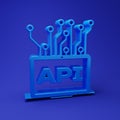Blue Computer api interface icon isolated on blue background. Application programming interface API technology. Software Royalty Free Stock Photo