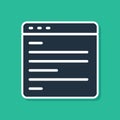 Blue Computer api interface icon isolated on green background. Application programming interface API technology Royalty Free Stock Photo