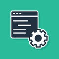 Blue Computer api interface icon isolated on green background. Application programming interface API technology Royalty Free Stock Photo