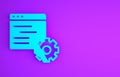 Blue Computer api interface icon isolated on purple background. Application programming interface API technology. Software