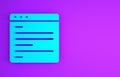 Blue Computer api interface icon isolated on purple background. Application programming interface API technology. Software