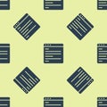 Blue Computer api interface icon isolated seamless pattern on yellow background. Application programming interface API Royalty Free Stock Photo
