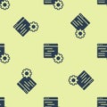Blue Computer api interface icon isolated seamless pattern on yellow background. Application programming interface API Royalty Free Stock Photo