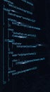Blue computer code on a dark background. The text appears to be randomly Royalty Free Stock Photo