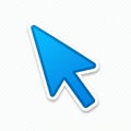 Blue computer cursor arrow icon with a glossy, gradient finish. The arrow is outlined in Royalty Free Stock Photo