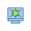 Blue Computer with Green Chemical Formula colored icon Royalty Free Stock Photo
