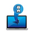 blue computer hourglass cursor with hole icon Royalty Free Stock Photo