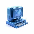 blue computer icon 3d rendering on white isolated background Royalty Free Stock Photo