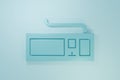 Blue Computer keyboard icon isolated on blue background. PC component sign. Minimalism concept. 3D render illustration Royalty Free Stock Photo