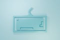 Blue Computer keyboard icon isolated on blue background. PC component sign. Minimalism concept. 3D render illustration Royalty Free Stock Photo