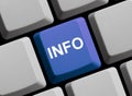 Computer keyboard with blue color showing Online Info