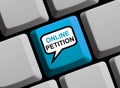 Speech Bubble on Computer Keyboard showing Online Petition Royalty Free Stock Photo