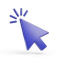 Blue Computer Mouse Cursor Arrow with Clicking Animation Lines pointer Royalty Free Stock Photo