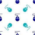 Blue Computer mouse gaming icon isolated seamless pattern on white background. Optical with wheel symbol. Vector Royalty Free Stock Photo