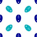 Blue Computer mouse icon isolated seamless pattern on white background. Optical with wheel symbol. Vector Royalty Free Stock Photo