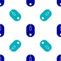 Blue Computer mouse icon isolated seamless pattern on white background. Optical with wheel symbol. Vector Illustration Royalty Free Stock Photo