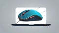 Blue Computer Mouse and Laptop Royalty Free Stock Photo