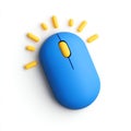 Blue computer mouse yellow button bright color minimal design wireless device modern gadget click concept digital symbol playful Royalty Free Stock Photo