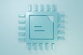 Blue Computer processor with microcircuits CPU icon isolated on blue background. Chip or cpu with circuit board. Micro Royalty Free Stock Photo