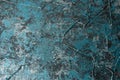 Blue concrete or textured putty with stains on the wall, background with copy space Royalty Free Stock Photo