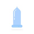 Blue condom icon in pixel art style