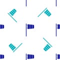 Blue Cone meteorology windsock wind vane icon isolated seamless pattern on white background. Windsock indicate the Royalty Free Stock Photo