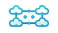 Blue Connected Clouds Icon, Cloud Technology Network Symbol, vector design Generative AI Royalty Free Stock Photo