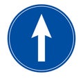 Blue and conspicuous straight road sign