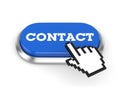 Blue Contact Button With Metal Border On White Background