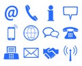 Blue contact icons - vector