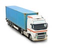 Blue container truck Royalty Free Stock Photo