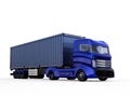 Blue container truck isolated on white background Royalty Free Stock Photo