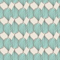 Blue contoured leaves seamless simple pattern. Stylized foliage outline print on pink background