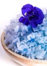 Blue cooked rice by color of butterfly pea flower