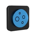 Blue Cookie or biscuit with chocolate icon isolated on transparent background. Black square button.