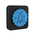 Blue Cookie or biscuit with chocolate icon isolated on transparent background. Black square button.
