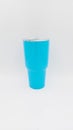 Blue cooler flask on isolated white