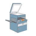 Blue copier painting on white background