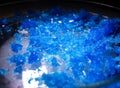 Blue copper sulfate crystal or bluestone. Inorganic chemistry laboratory crystal