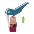 Blue corkscrew icon, isometric style Royalty Free Stock Photo