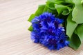 Blue corn flowers on wooden table Royalty Free Stock Photo